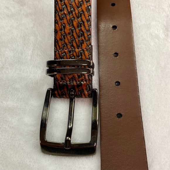 Genuine Italian Leather Belt 36 Bronze-like Silver Buckle EUC main image 8